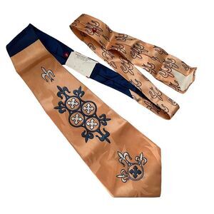 Vtg Rhynecliffe 1940s Mens Tie Swing Cravat Peach Blue Wide Rockabilly New w Tag